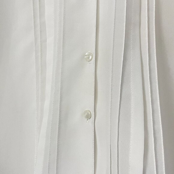 Vintage White Pleated Front Blouse with Embroidered Collar - Size M - Picture 7 of 9